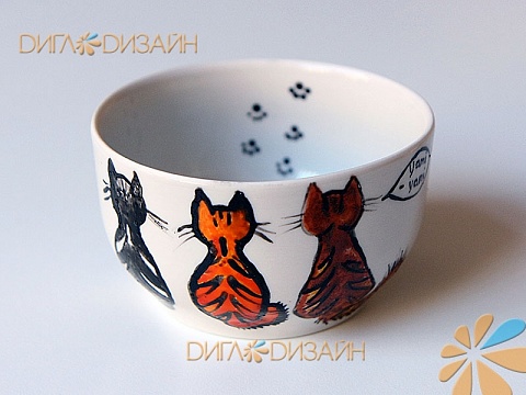 Чашка с котами, роспись керамики: Шаг 11